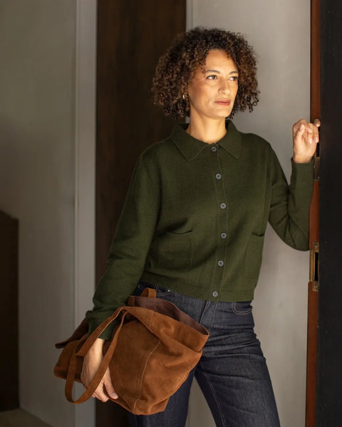 Chalk Eden Cardigan In Dark Olive