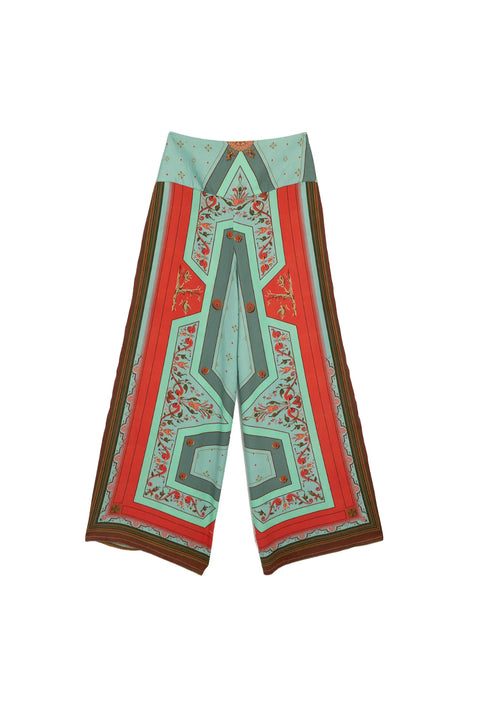 One Hundred Stars Fleur De Lys Aqua Palazzo Pants