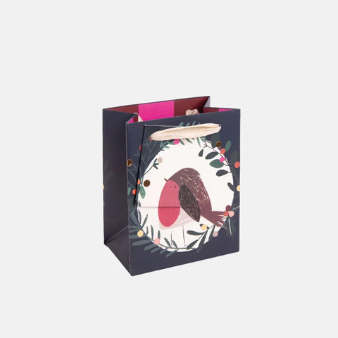 Caroline Gardner Cards GBP765 Robin With Wreath Petite Gift Bag