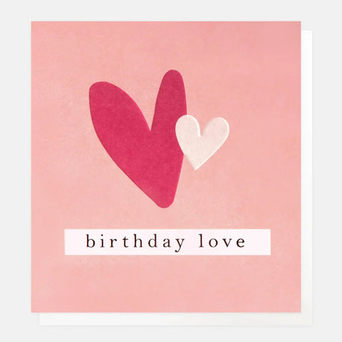 Caroline Gardner Cards GEO008 Birthday Love Two Hearts On Pink Card