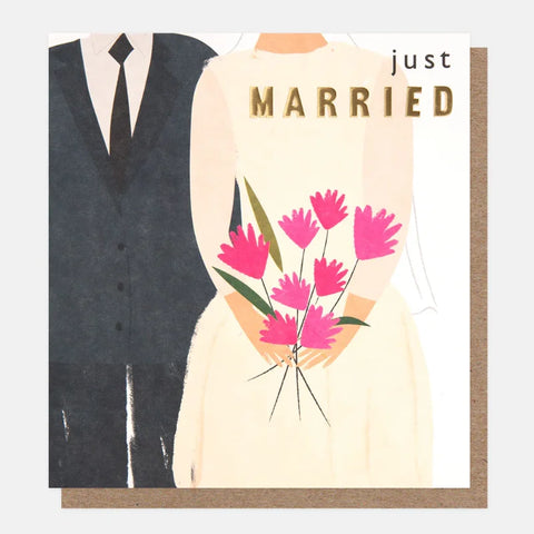 Caroline Gardner Cards GFG012 Just Married Bride & Groom
