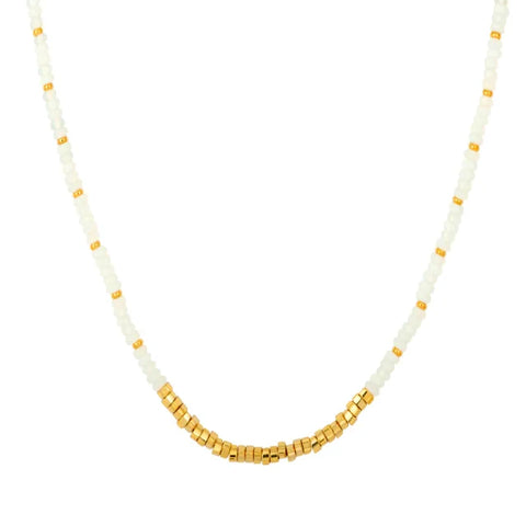 Gold Trip Moonstone Nugget Gold Beaded Necklace