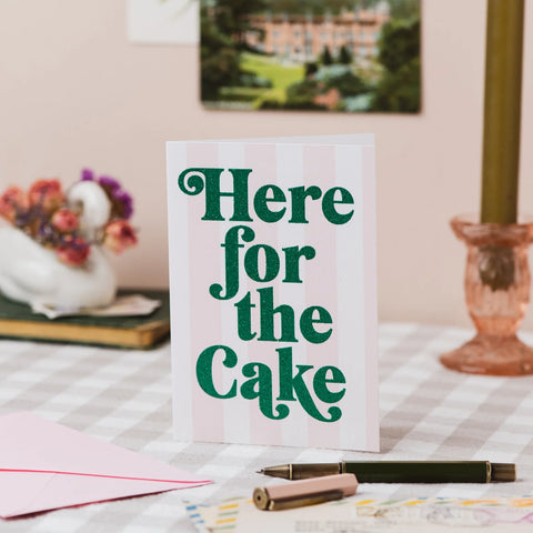 Oh Squirrel GL124-NKD Here for the Cake Stripe Card with Biodegradable Glitter
