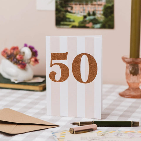 Oh Squirrel GLA50-NKD Age 50 Card With Biodegradable Glitter