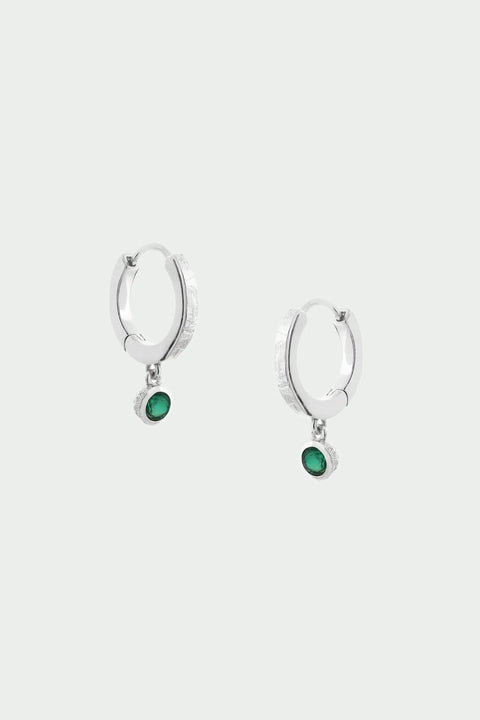 Tutti & Co EA547S Birthstone Hoop Earrings (green-onyx)