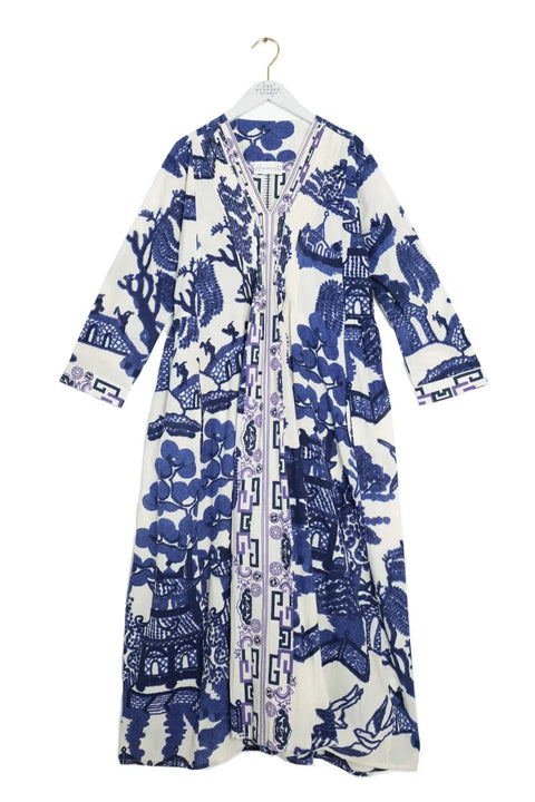 One Hundred Stars Giant Willow Blue Pinch Pleat Dress