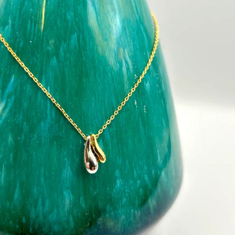 Sixton London Gold and Silver Droplet Necklace