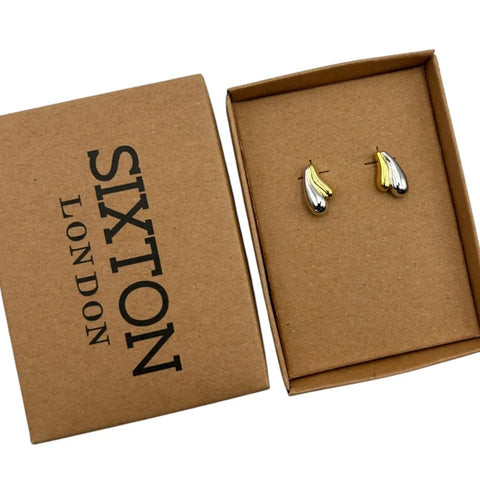 Sixton London Gold and Silver Droplet Earrings
