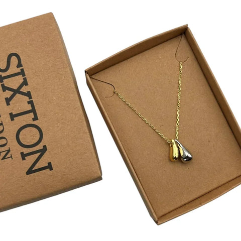 Sixton London Gold and Silver Droplet Necklace