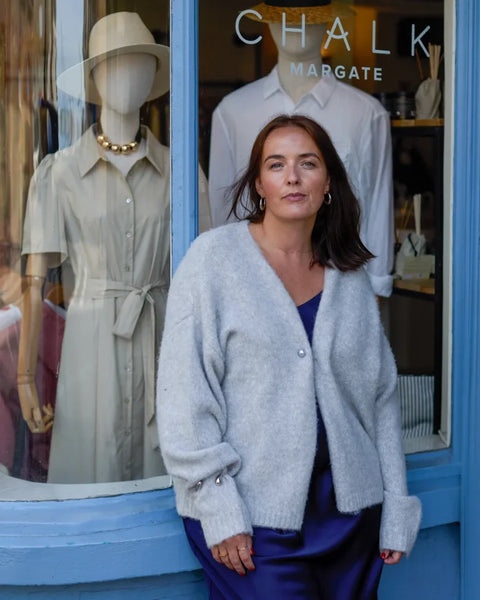 Chalk Grace Cardigan In Silver