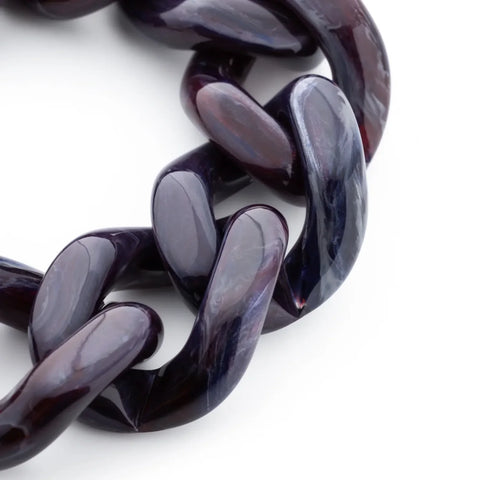 Vanessa Baroni VB2011AUM Flat Chain Bracelet Aubergine Marble