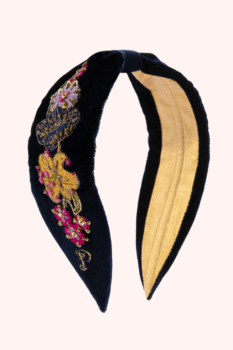 Powder HDB81 Midnight Posy Embroidered Velvet Headband