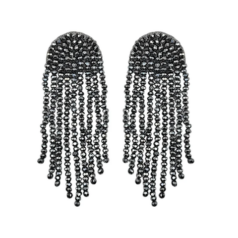 Narratives NLA654 Hematite Crystal Beaded Waterfall Earrings