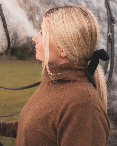 Chalk Bexhill Velvet Bow Ponytail Pin In Bear Brown