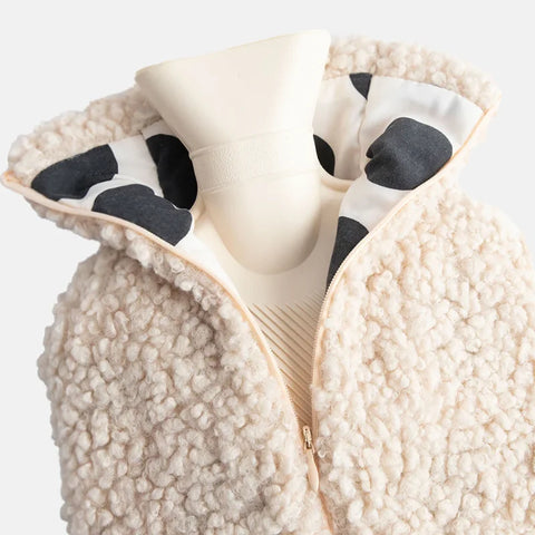 Caroline Gardner Gifts HWB104 Oat/Charcoal Heart Borg Hot Water Bottle
