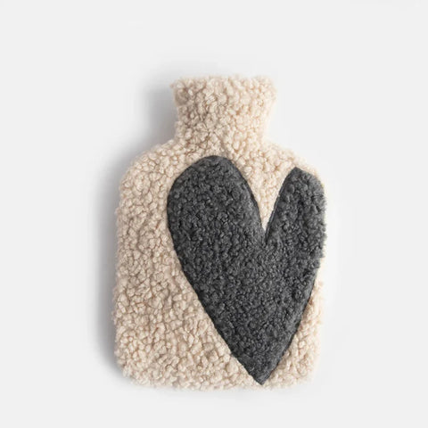 Caroline Gardner Gifts HWB104 Oat/Charcoal Heart Borg Hot Water Bottle