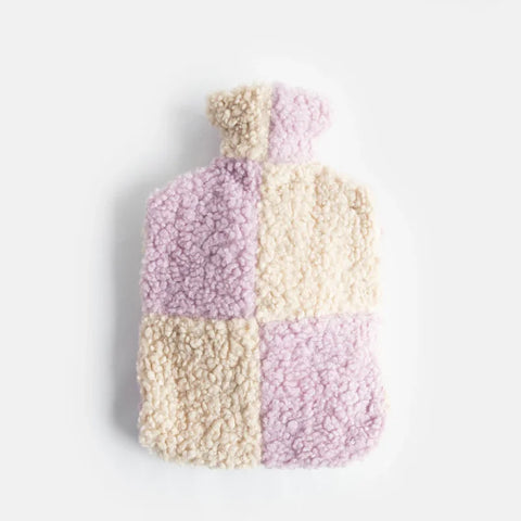 Caroline Gardner Gifts HWB105 Lilac/Cream Check Borg Hot Water Bottle
