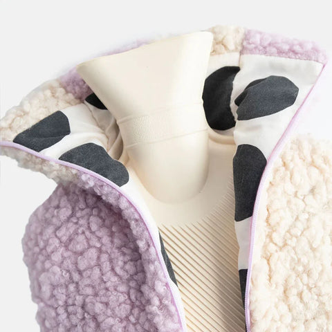 Caroline Gardner Gifts HWB105 Lilac/Cream Check Borg Hot Water Bottle