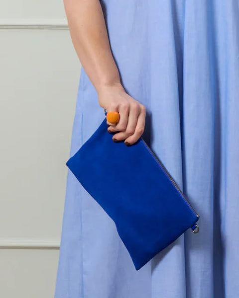 Chalk Hampstead Suede Bag In Cobalt Blue