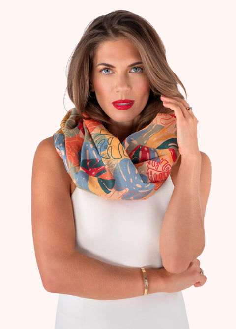 Powder INF3 Exotic Leaves Cotton Infinity Scarf