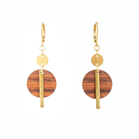 Altiplano JEA652 Wood Dusc & Brass Bar Earrings