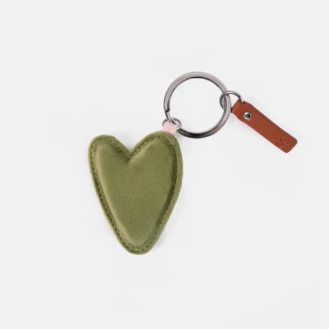 Caroline Gardner Gifts KEY039 Soft Green Velvet Heart Keyring