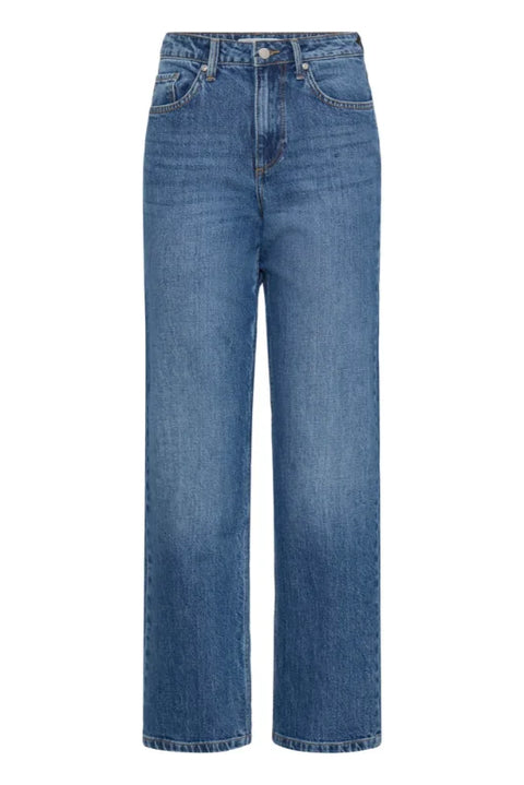 B Young Kajane Straight Jeans In Mid Blue Denim