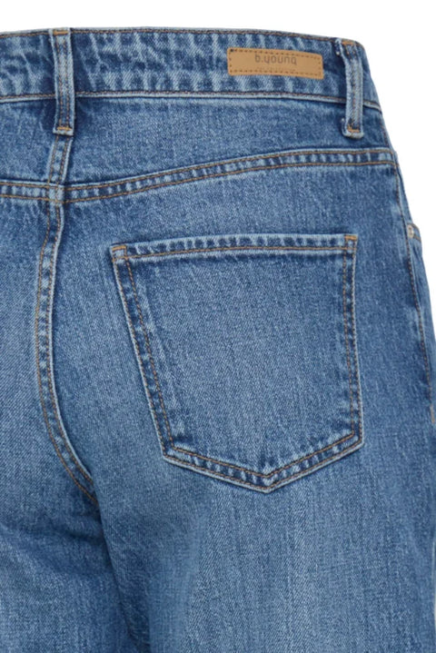 B Young Kajane Straight Jeans In Mid Blue Denim