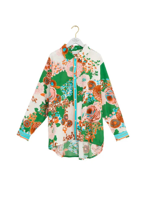 One Hundred Stars Kitsch Bouquet Green Oversized Shirt
