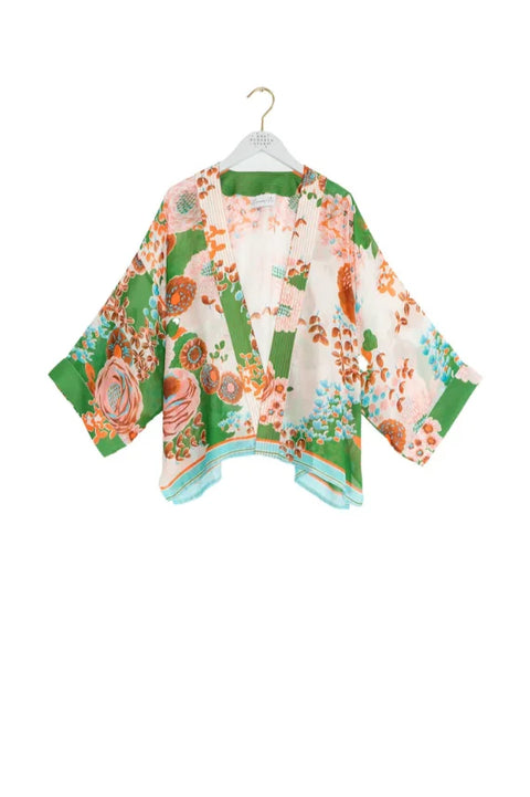 One Hundred Stars Kitsch Bouquet Green Kimono