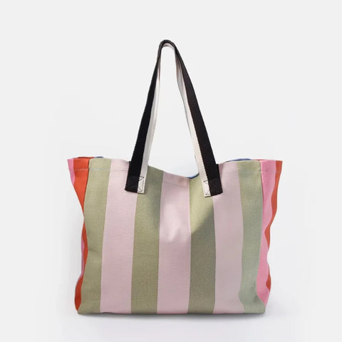 Caroline Gardner Gifts LBK103 Multi-Stripe Panels Tote Bag