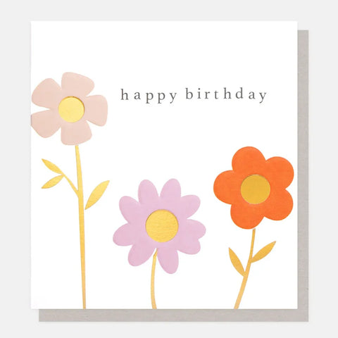 Caroline Gardner Cards LDN002 Happy Birthday Lilac Pink Red Flowers