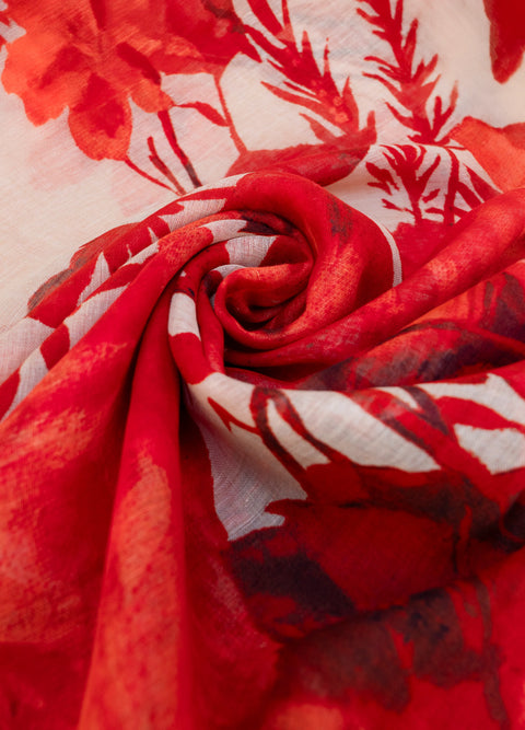 Powder LIN39 Rouge Blooms Linen/Cotton Mix Scarf
