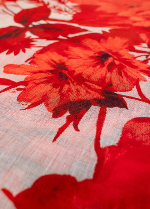 Powder LIN39 Rouge Blooms Linen/Cotton Mix Scarf