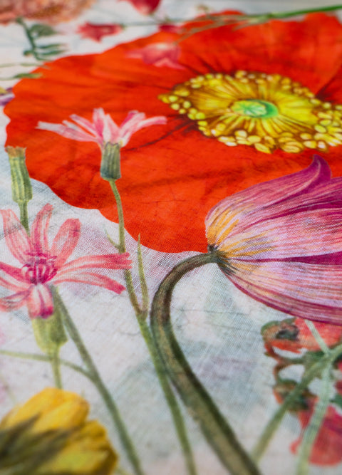 Powder LIN40 Fine Flowers Linen/Cotton Mix Scarf