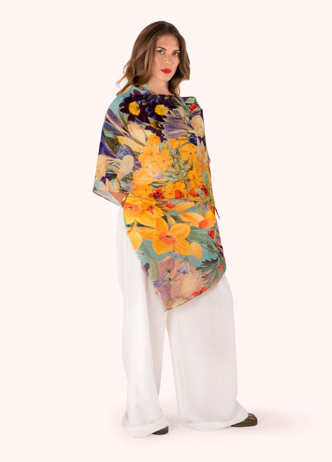 Powder LIN42 Spring Flora Linen/Cotton Mix Scarf