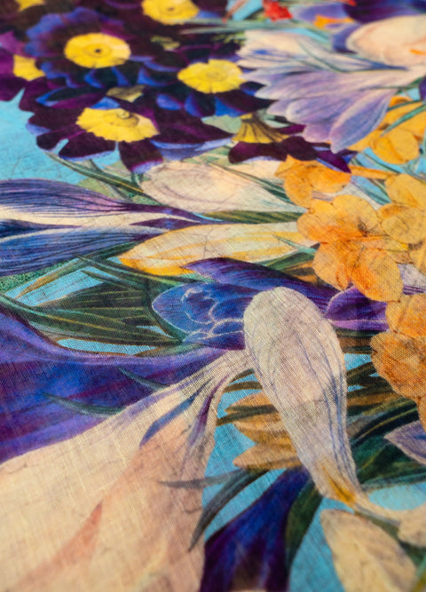 Powder LIN42 Spring Flora Linen/Cotton Mix Scarf