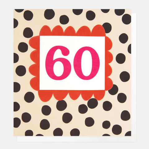 Caroline Gardner Cards LOT019 60 Birthday Charcoal Polka Dot