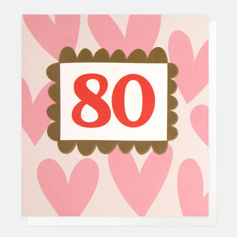 Caroline Gardner Cards LOT021 80 Birthday Pink Hearts