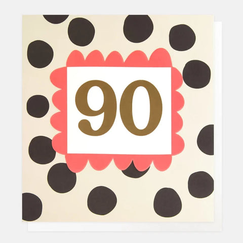 Caroline Gardner Cards LOT022 90 Birthday Charcoal Polka Dot Card