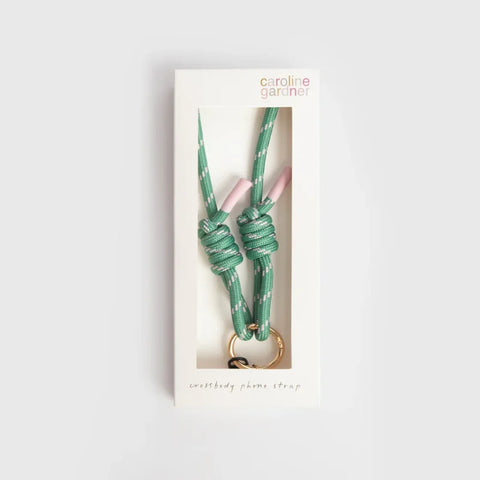 Caroline Gardner Gifts LPS104 Green & Pink Cord Long Phone Strap