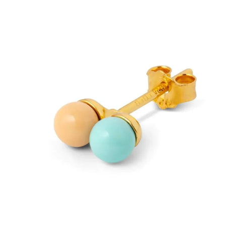 LULU Copenhagen LULU1254 Double Color Ball Ear stud In Mint/Dessert Mist