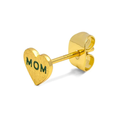 LULU Copenhagen LULU1485 Heart Mom gold plated Ear stud In Green