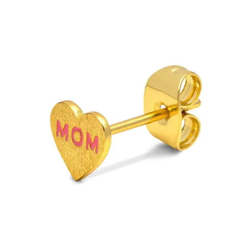 LULU Copenhagen LULU1485 Heart Mom gold plated Ear stud In Pink