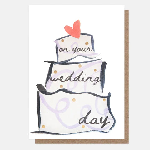 Caroline Gardner Cards LUV040 On Your Wedding Day Cake with Lilac Swirls