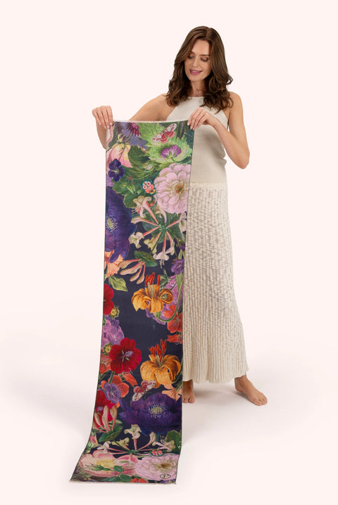 Powder LUX14 Autumn Posy in Midnight Lux Print |Scarf