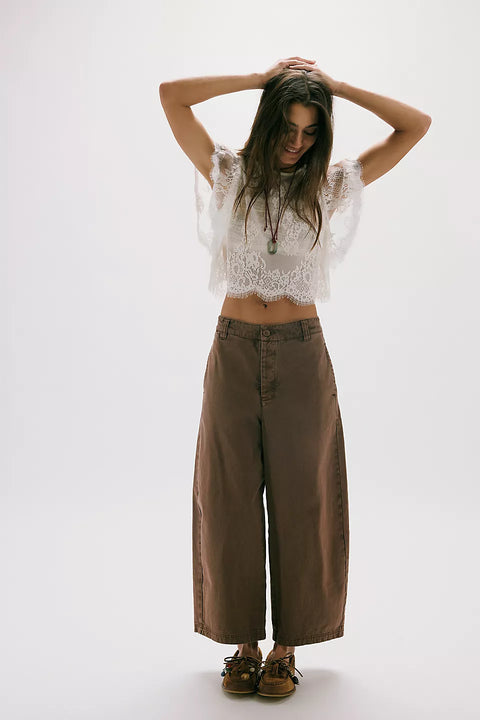 Free People Laydown Chino In Brownie