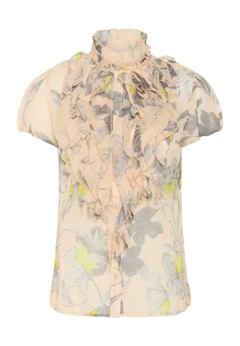 Saint Tropez Lilja Crinkle SS Shirt In Amberlight Clematis Blooms