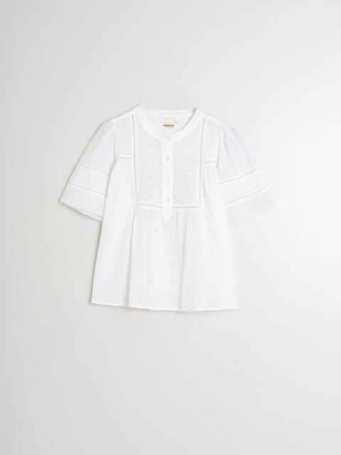 Indi & Cold MC114 Brodiery Blouse In White