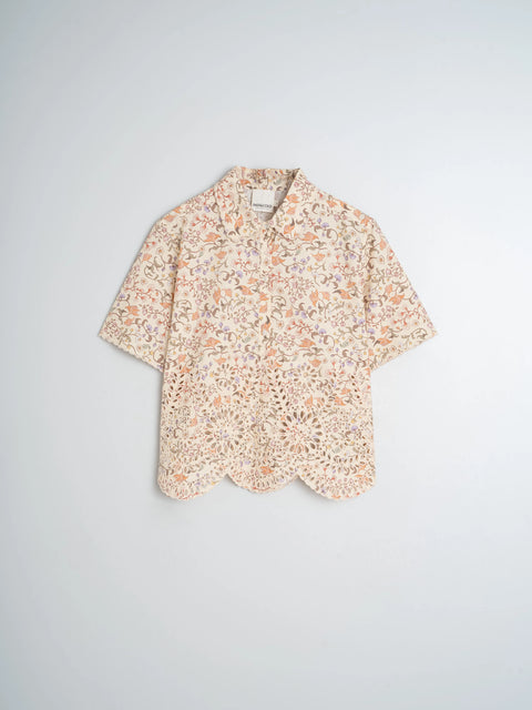 Indi & Cold MC197 Printed Blouse In Raw